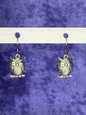 Pre-loved Chelsea pewter owl earrings