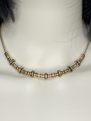 Pre-loved Nine West two-tone beads & rhinestone choker