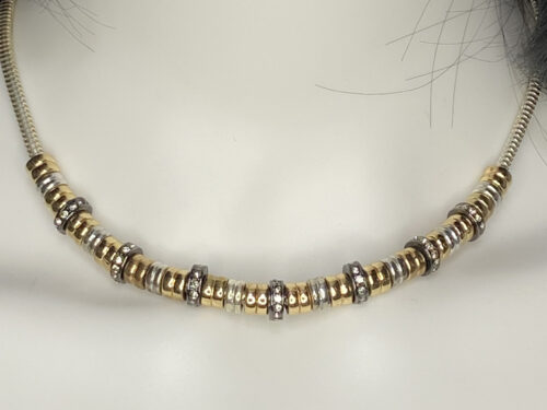 Pre-loved Nine West two-tone beads & rhinestone choker
