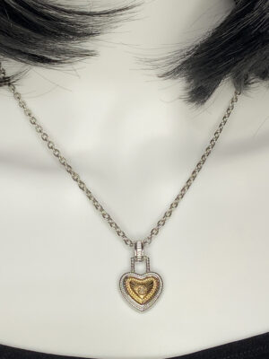 Pre-loved silver necklace with diamond heart