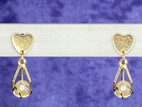 Upcycled pre-loved gold plated post dangle earrings