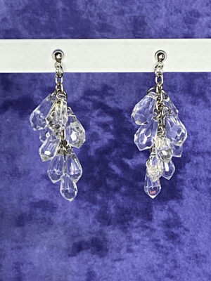 Pre-loved chandelier silver tone earrings with clear beads