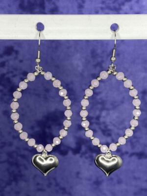 Newly designed elegant pink beaded drop earrings