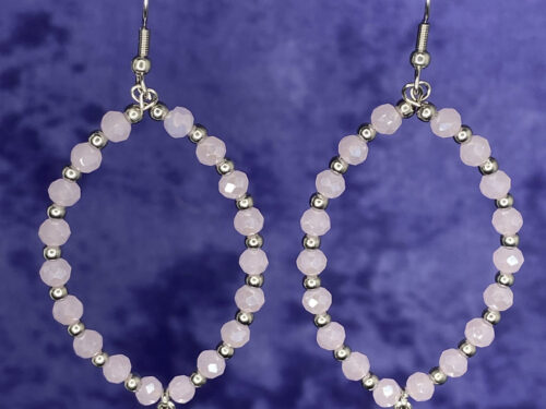 Newly designed elegant pink beaded drop earrings