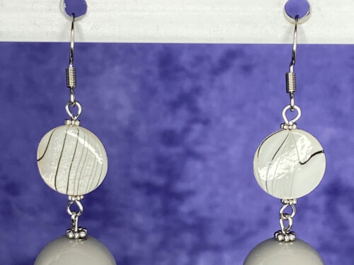 Upcycled earrings with grey vintage beads