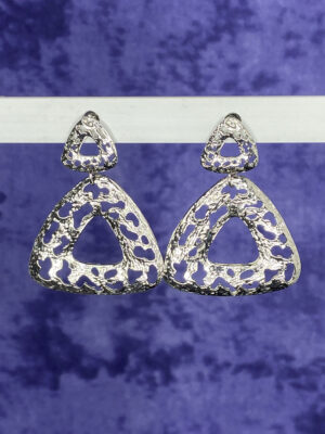 Pre-loved large triangular silver tone earrings