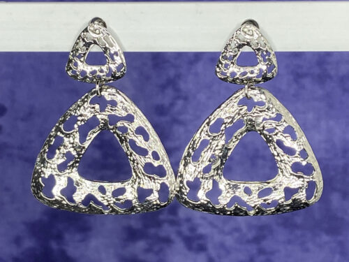 Pre-loved large triangular silver tone earrings