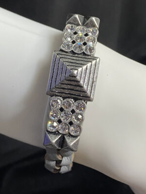 Pre-loved Lia Sophia leather and rhinestone bracelet