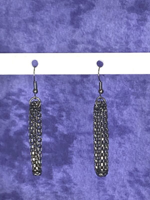 Upcycled gunmetal tone chain earrings