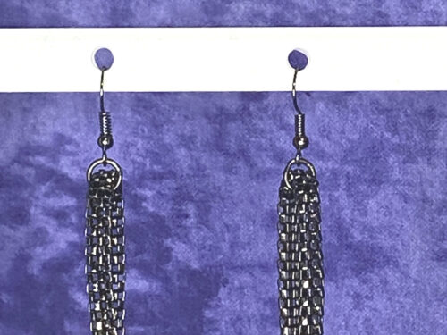 Upcycled gunmetal tone chain earrings