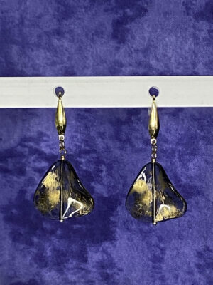 Upcycled triangular acrylic gold wash earrings