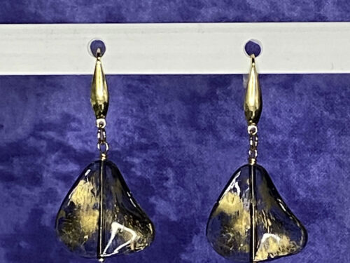Upcycled triangular acrylic gold wash earrings