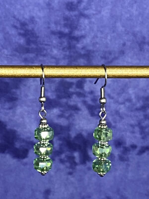 Newly Designed lt. green rondelle crystal earrings