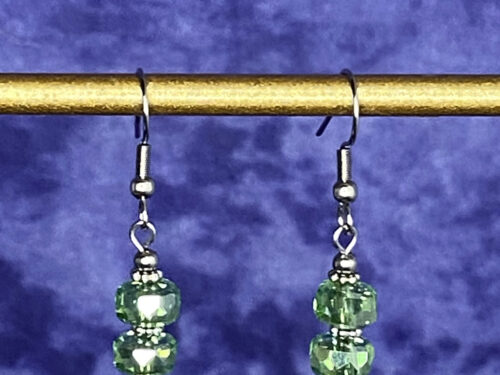 Newly Designed lt. green rondelle crystal earrings