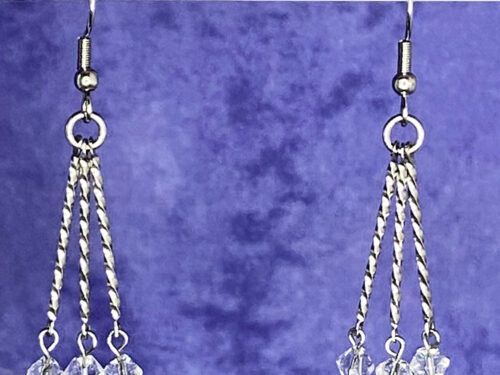 Newly Designed SS faceted glass drop earrings