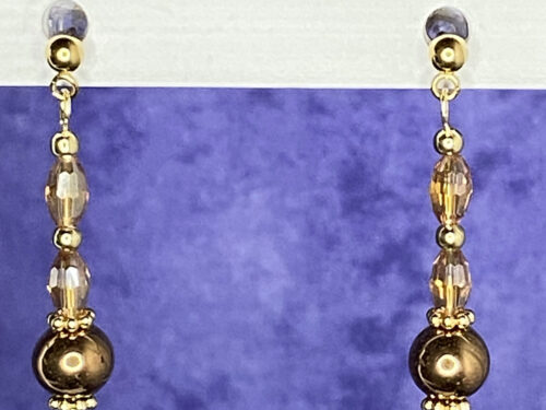 Newly Designed gold hematite and crystal earrings