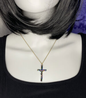 Newly Designed SS Rainbow plated cross with chain