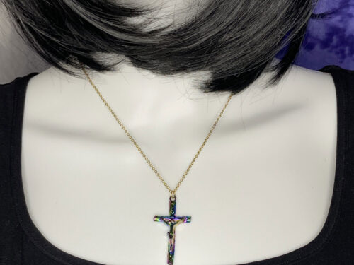Newly Designed SS Rainbow plated cross with chain