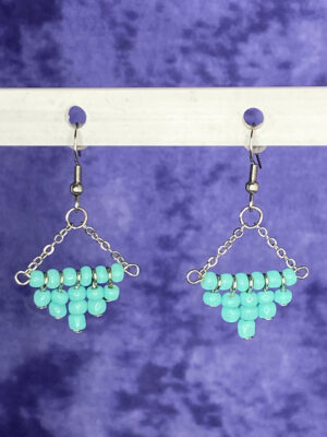 Pre-loved chandelier earrings with turquoise barrel beads