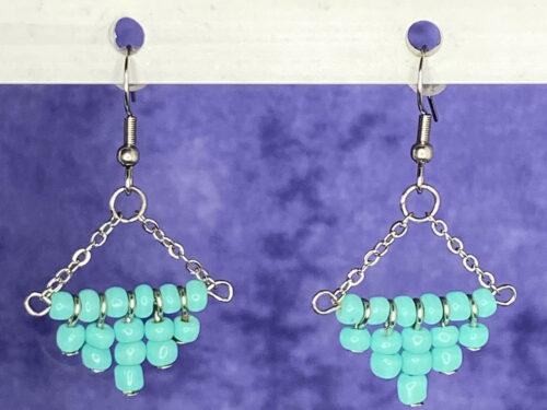Pre-loved chandelier earrings with turquoise barrel beads