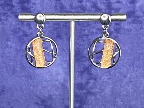 Pre-loved rhodium plated faux gold stone post earrings