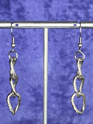 Pre-loved twisted silver tone chain earrings