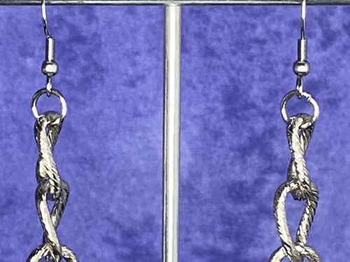 Pre-loved twisted silver tone chain earrings