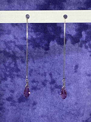 Pre-loved silver earrings with pink Swarovski crystal drops