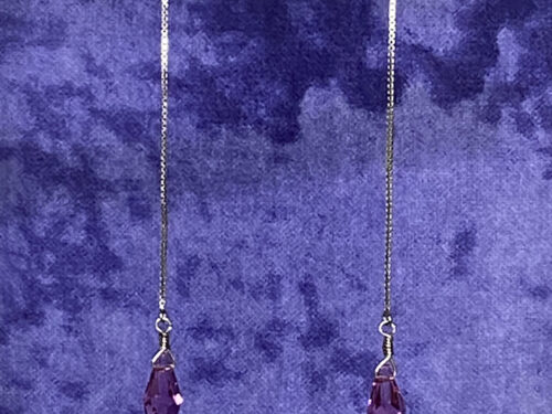Pre-loved silver earrings with pink Swarovski crystal drops