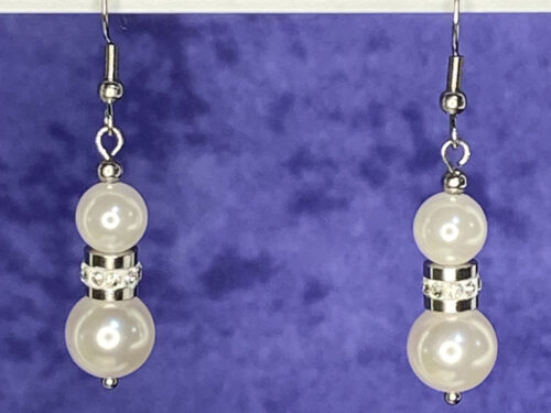 Newly Designed SS Earrings with glass pearls and rhinestones