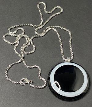 Upcycled black & white glass pendant necklace