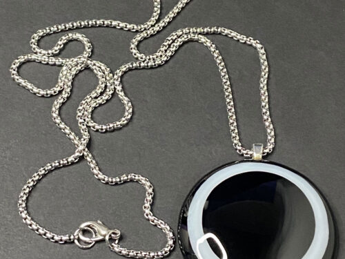 Upcycled black & white glass pendant necklace