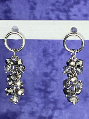 Upcycled & re-loved earrings with mirrored crystal cluster drops
