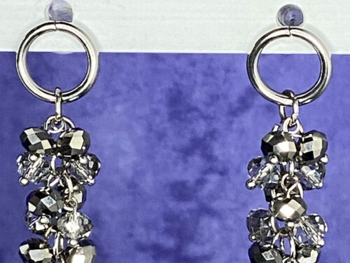 Upcycled & re-loved earrings with mirrored crystal cluster drops