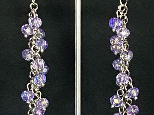 ND Purple glass faceted beaded drop earrings