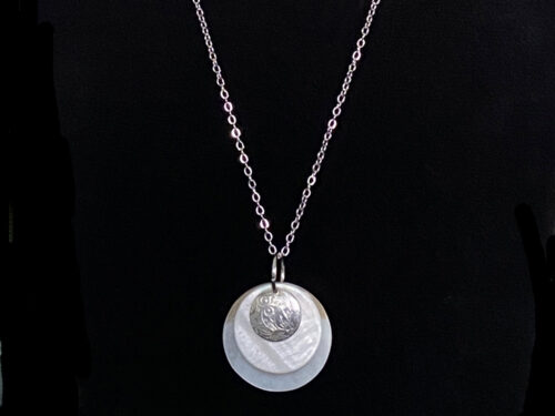 ND Mother of Pearl disk pendant necklace