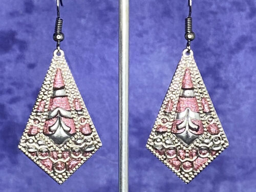 Pre-loved gun metal and pink polymer earrings