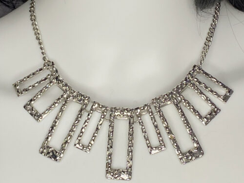 Vintage rhodium plated bib necklace
