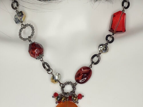 Vintage Yaumi K red statement necklace