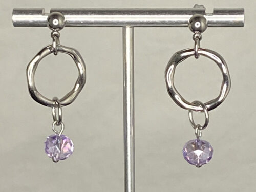 ND wavy ring and lilac bead earrings