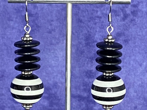 ND earrings with black & white beads