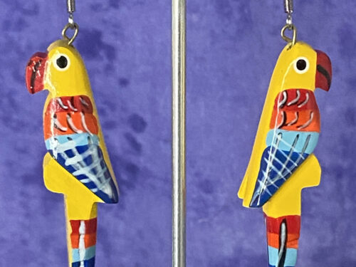 Vintage hand-painted parrot earrings