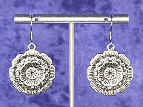 Pre-loved Silver chased floral earrings