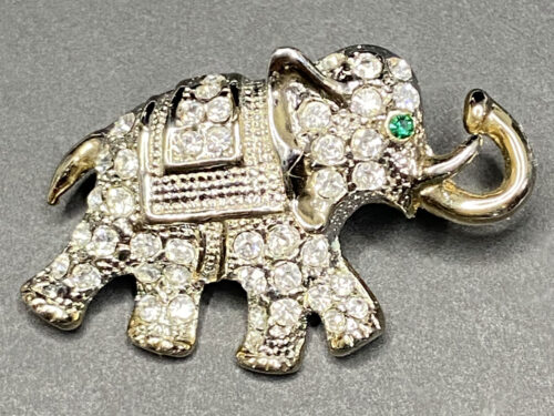 Vintage rhinestone encrusted elephant brooch