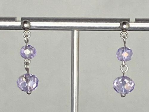 ND Lt Purple Faceted glass post earrings