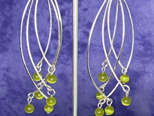 Pre-loved Silver and cat's eye tickle earrings