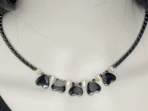 Pre-loved hematite beaded heart necklace