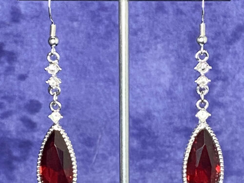 Pre-loved red faux crystal & zirconia earrings