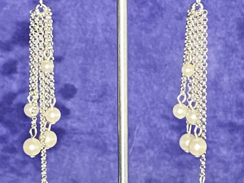 Pre-loved Pearl silver chain dangle earrings