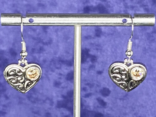Pre-loved silver filigree heart earrings